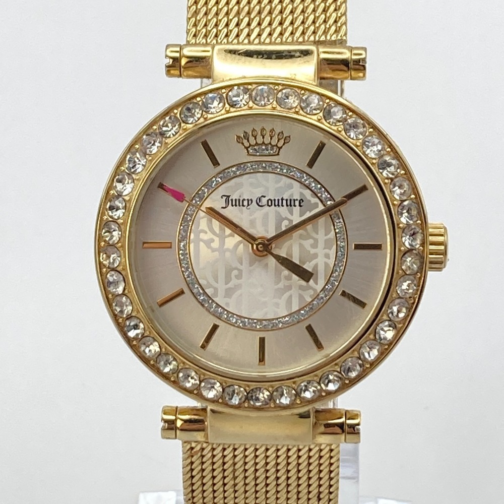 Juicy Couture Women's Watch 34mm Gold Tone Crystals Bling Mesh Band New Battery